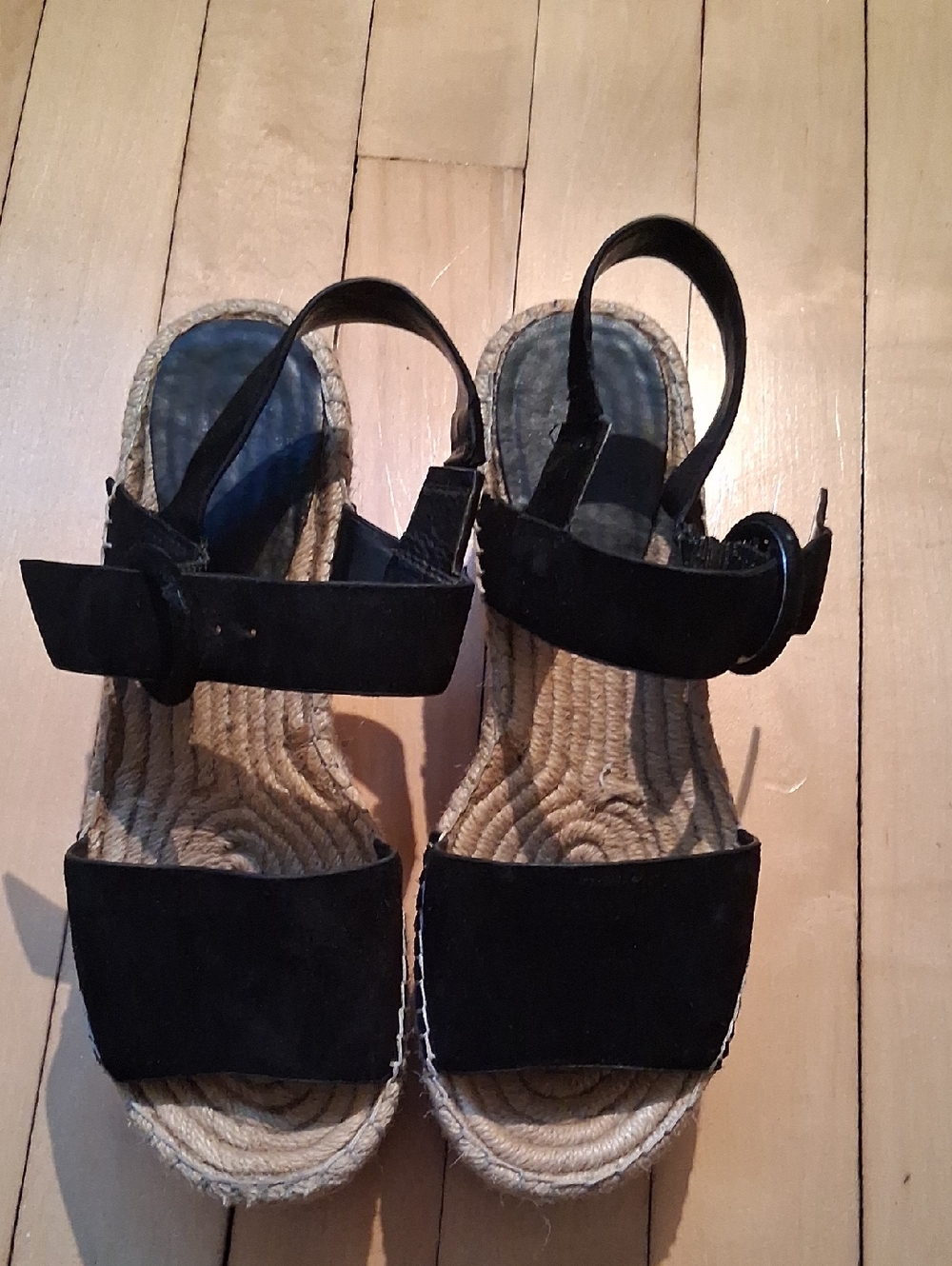 Marc Fisher Black Espadrille Platform Sandals